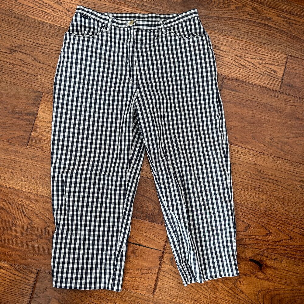 Lauren Ralph Lauren Women's Black White Checkered Straight Cropped Pants Size 8P